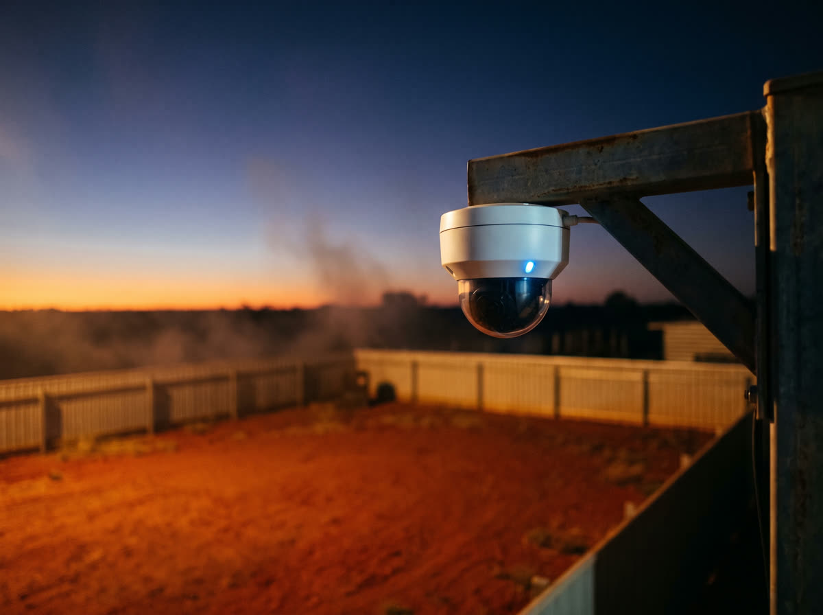 Security camera on a building exterior